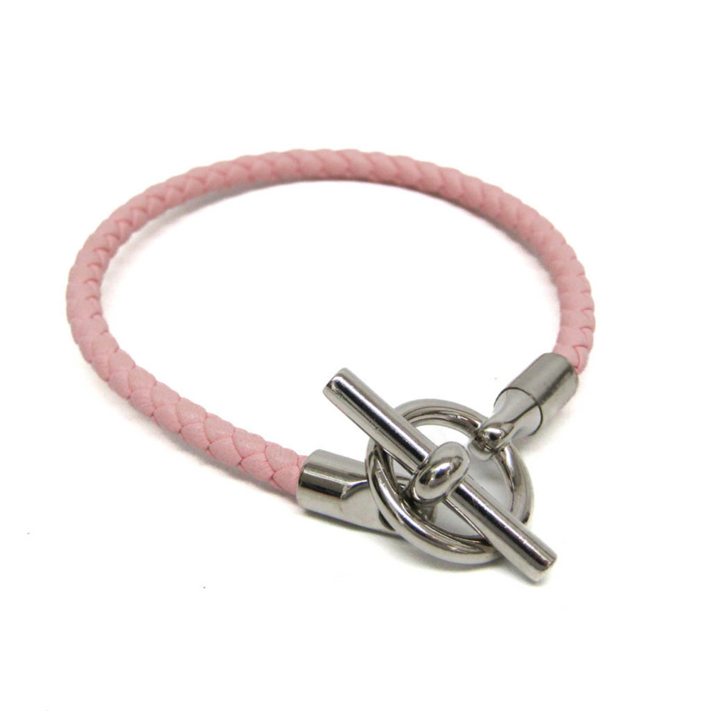 HERMES Silver Leather Bracelet